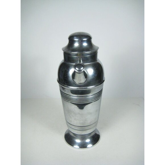 Vintage Art Deco Chrome Cocktail Pitcher Bakelite Shaker Barware Decor 12 in - Picture 6 of 16